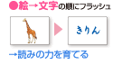 ●絵→文字の順にフラッシュ →読みの力を育てる